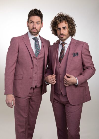 Lino Clemente - Traje color rosa con chaleco reversible ZAR-CH 24125.