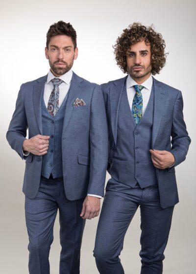 Lino Clemente - Traje color azul con chaleco reversible ZAR-CH 24125.