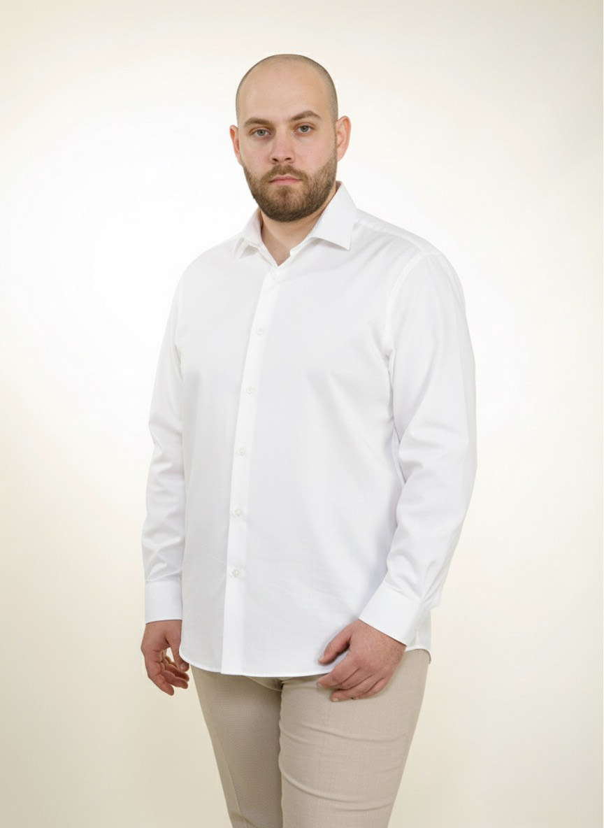 Camisa blanca de hombre talla grande