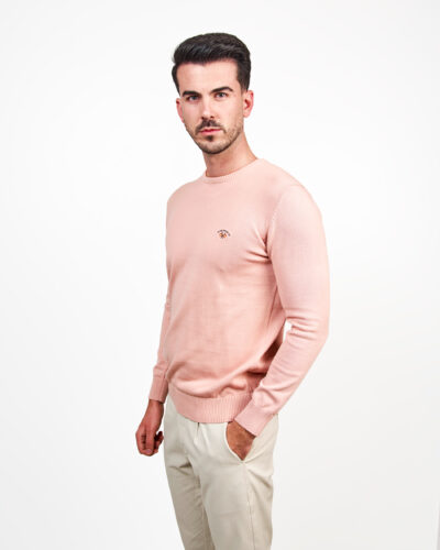 Jersey de punto con cuello redondo rosa  – Spagnolo