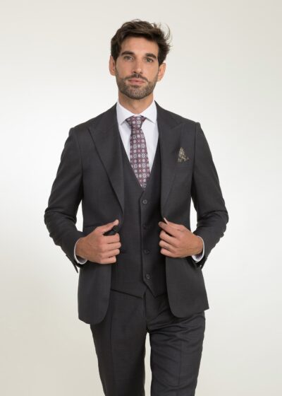 Lino Clemente - Traje color gris marengo con chaleco reversible SOL-CH 24125