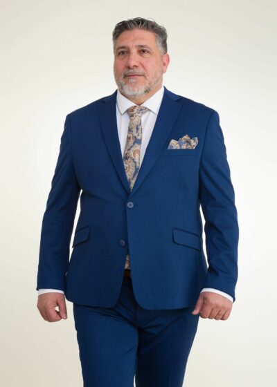 Lino Clemente - Traje azul eléctrico súper elástico talla grande 20204