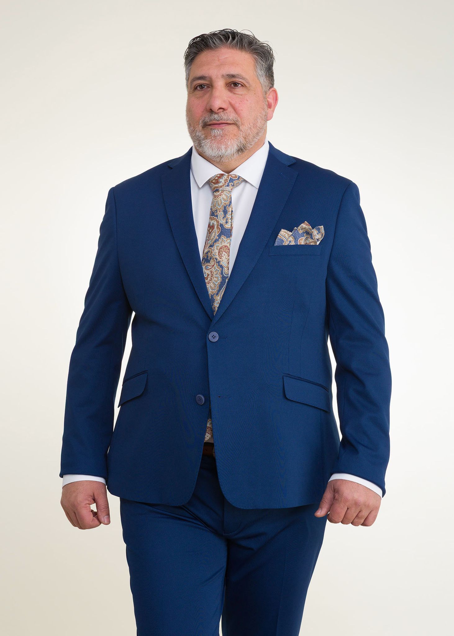 Lino Clemente - Traje azul eléctrico súper elástico talla grande 20204