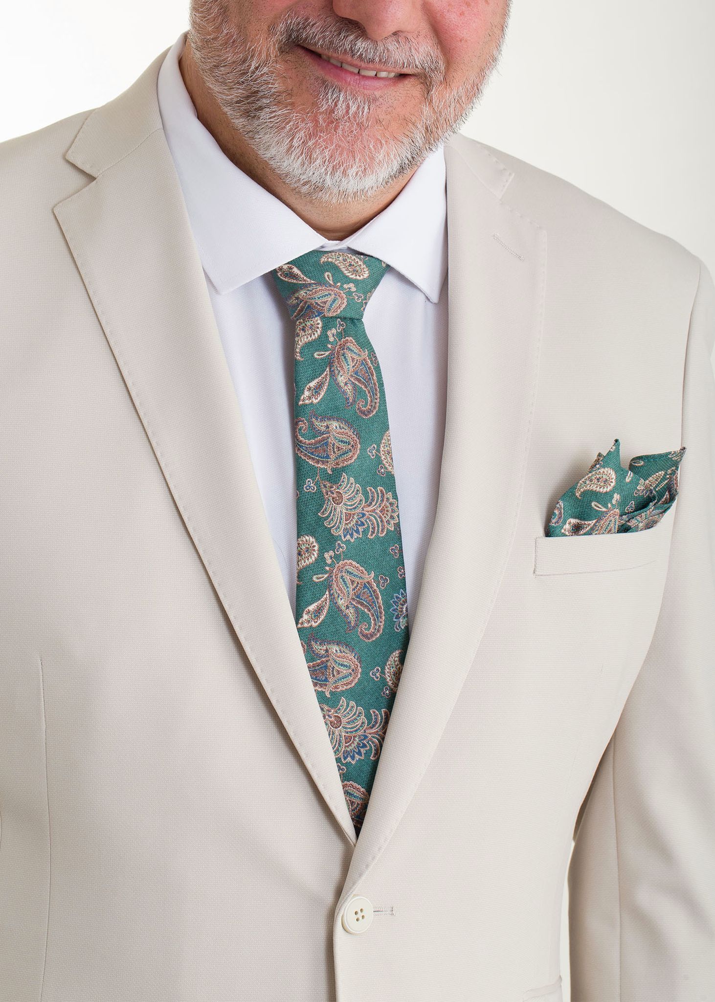 Lino Clemente - Traje beige súper elástico talla grande 20204 - Imagen 2