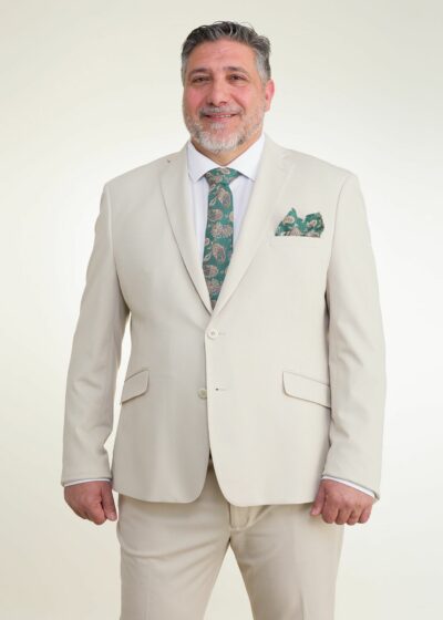 Lino Clemente - Traje beige súper elástico talla grande 20204