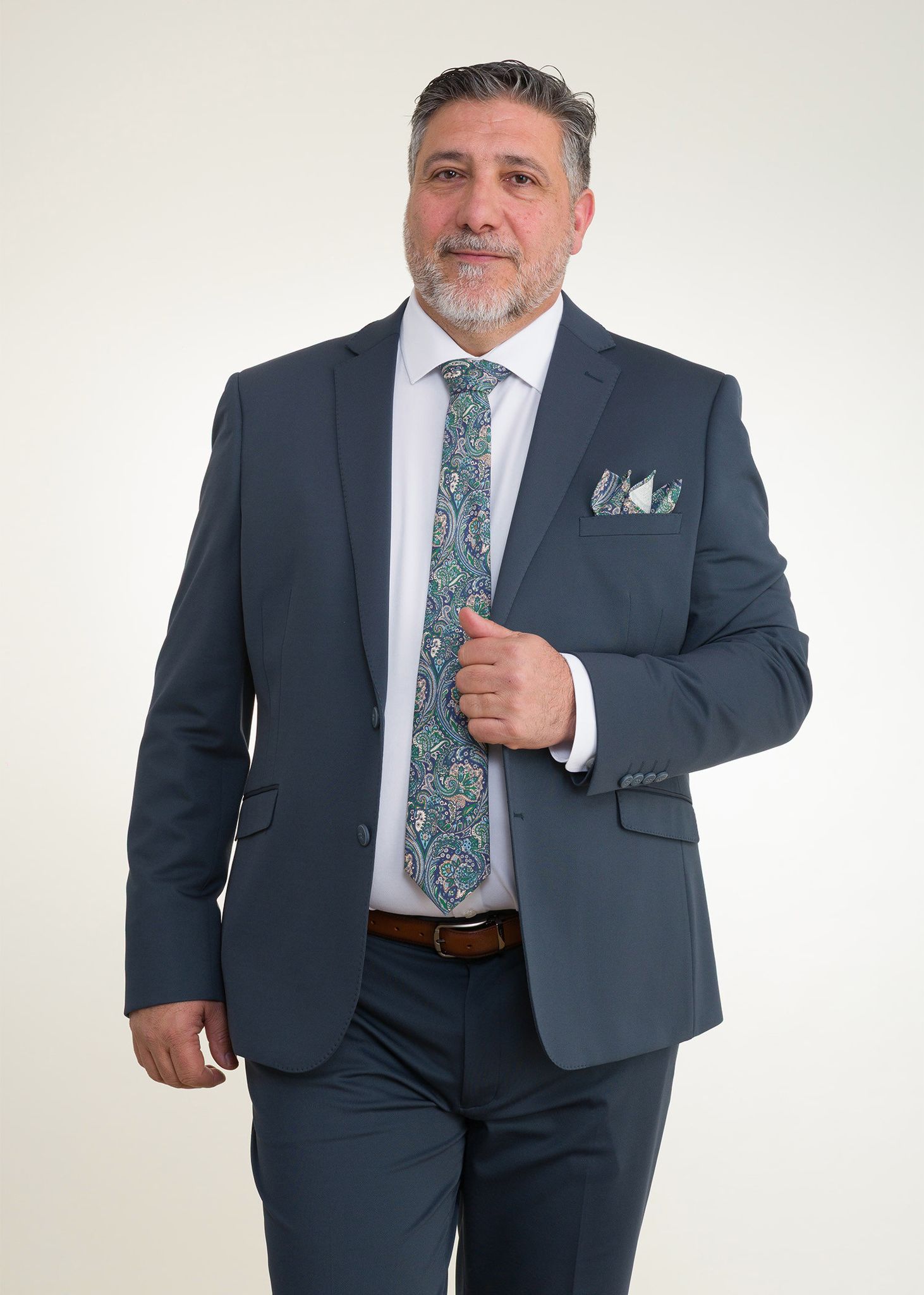 Lino Clemente - Traje verde oscuro súper elástico talla grande 20204