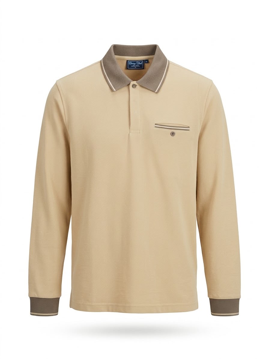 Polo Manga Larga Beige