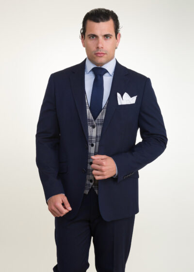 Lino Clemente - Traje color azul marino con chaleco reversible ZAR-CH 26101