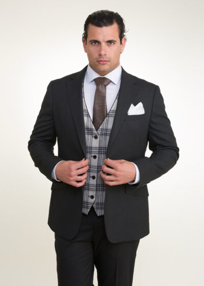 Lino Clemente - Traje color gris marengo con chaleco reversible ZAR-CH 26101